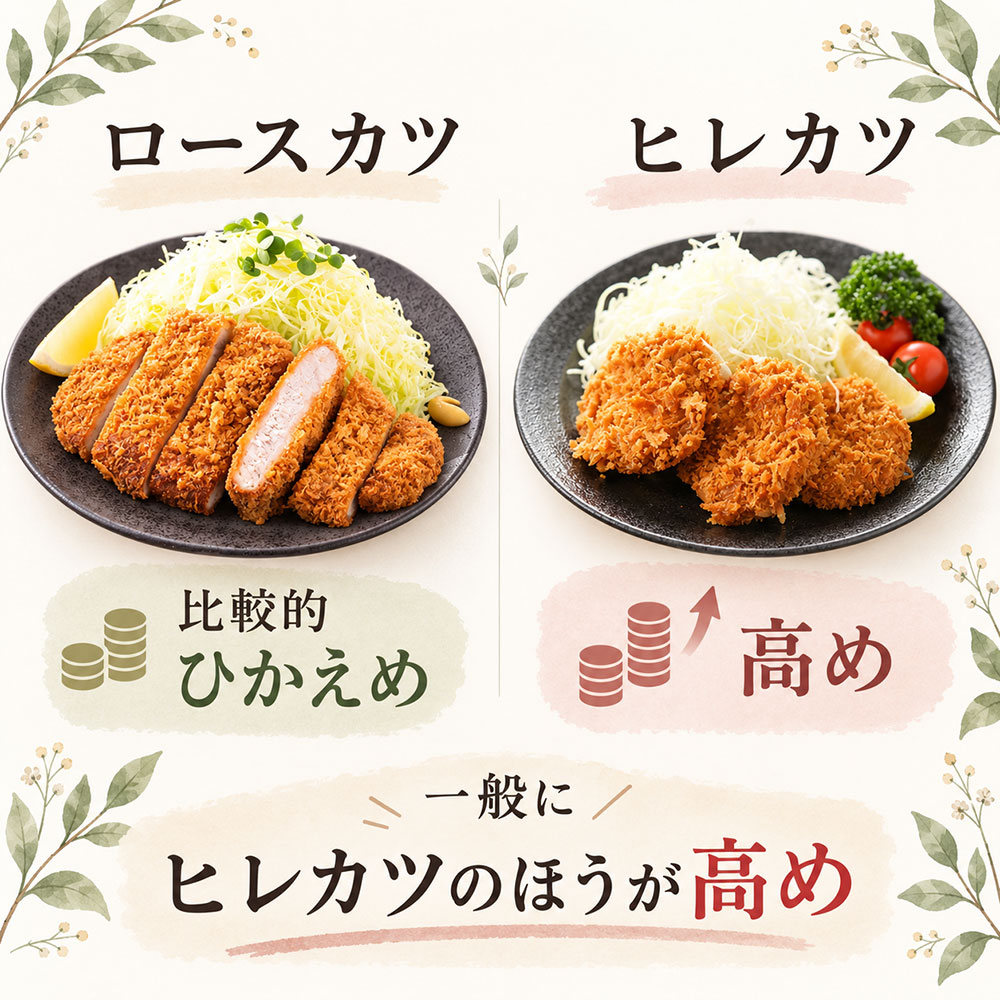 値段が高いのはどっち？ロースカツとヒレカツの価格差