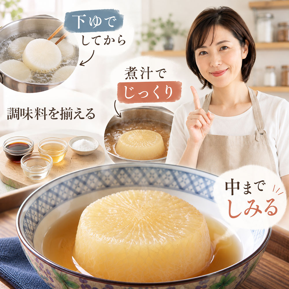 中までおいしい大根の煮物!基本の味付けと作り方