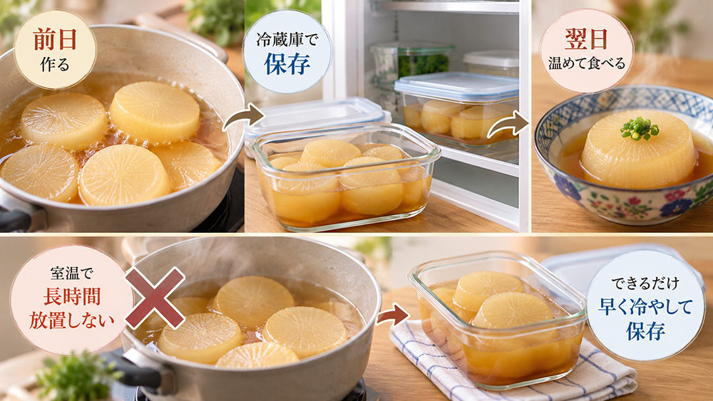 大根の煮物は前日に作ってもいい?作り置きと保存の注意点