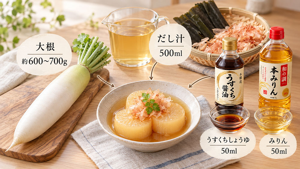 大根と調味料はどのくらい?材料と分量をチェック