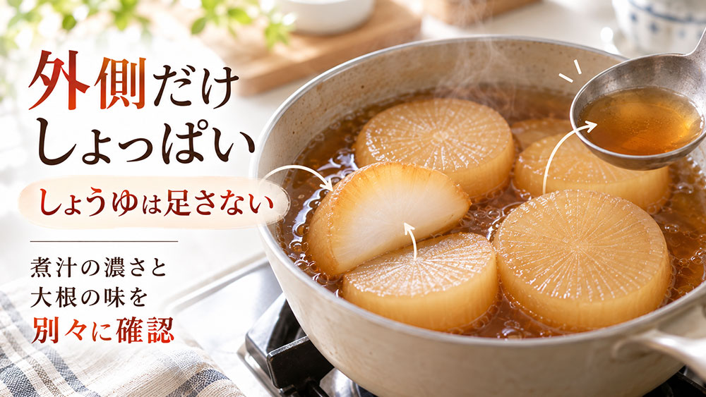 外側だけしょっぱい!煮汁が濃くなったときの直し方