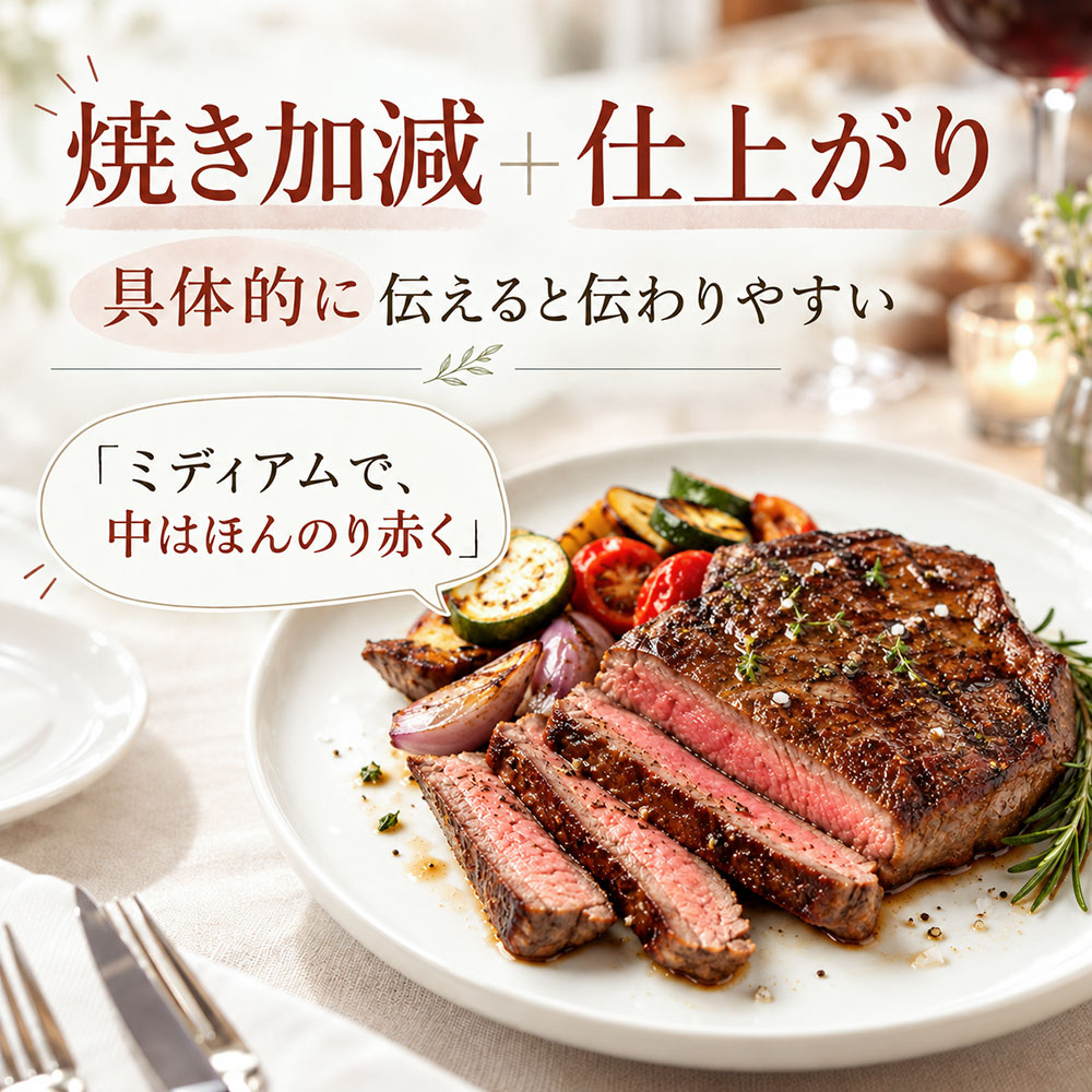お店ではどう頼む？ステーキの焼き加減の上手な伝え方