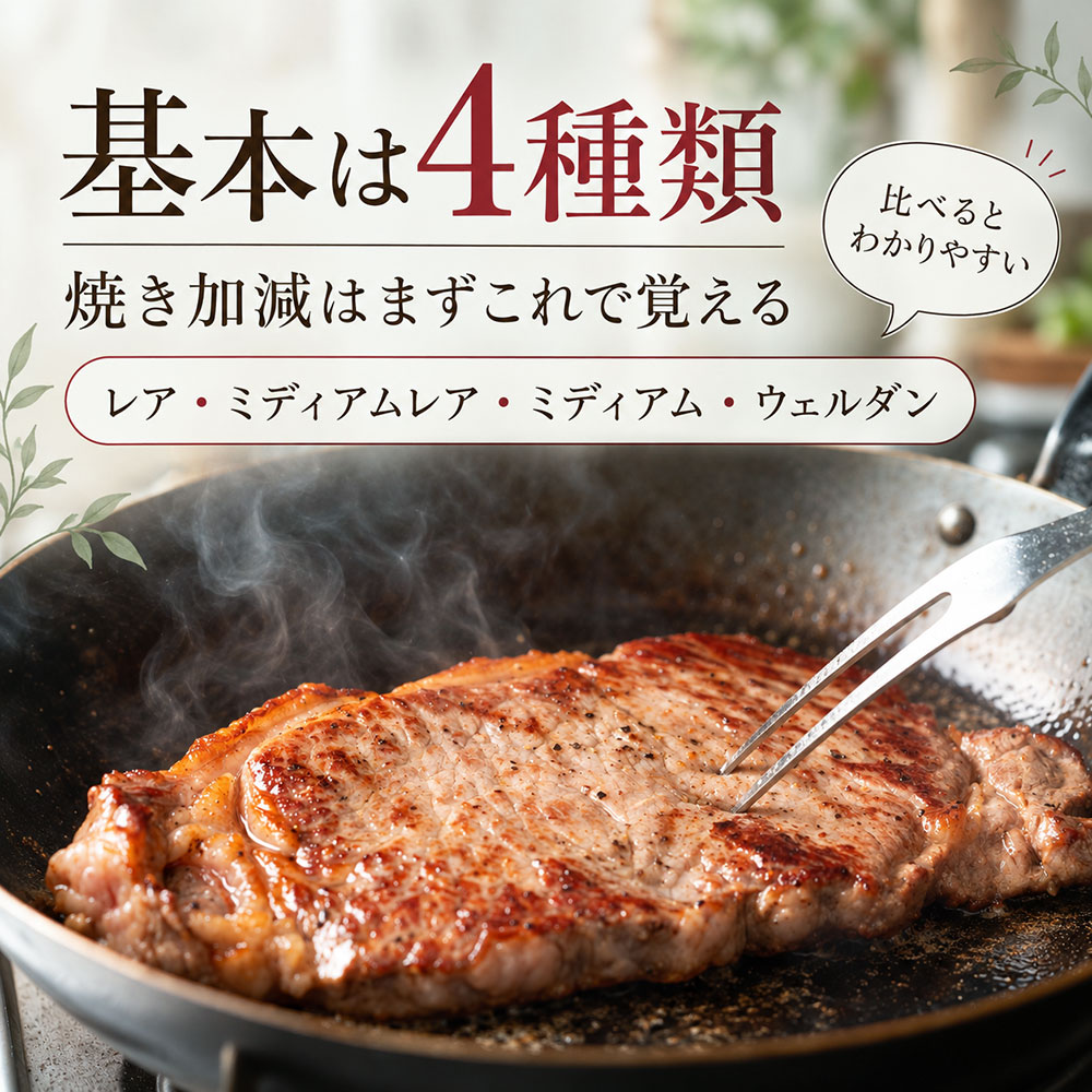 ステーキの焼き加減は何種類？まずは基本の4種類を比べよう
