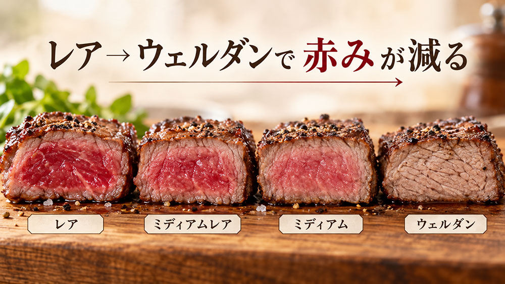 切ったときの赤みはどう変わる？