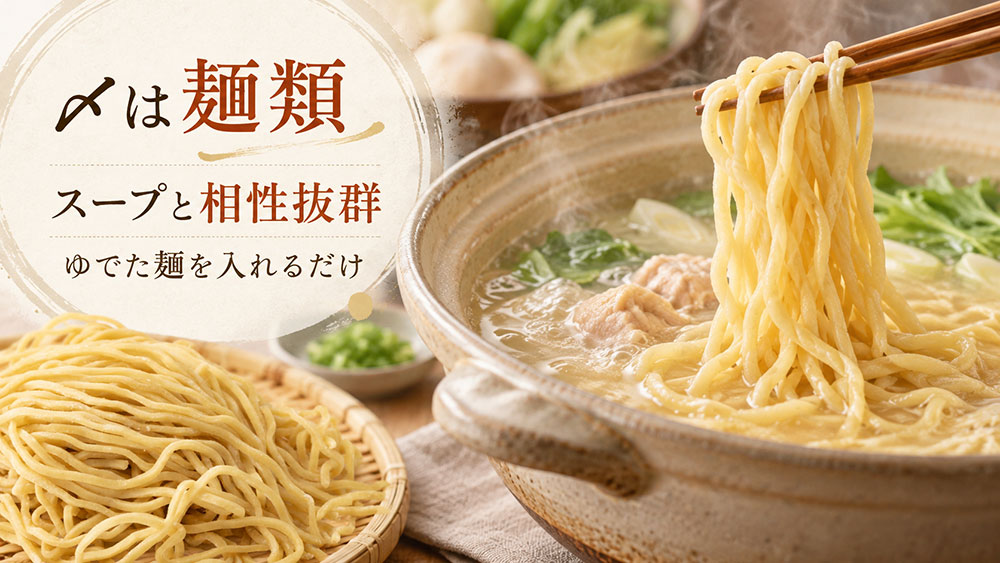 麺類で〆る