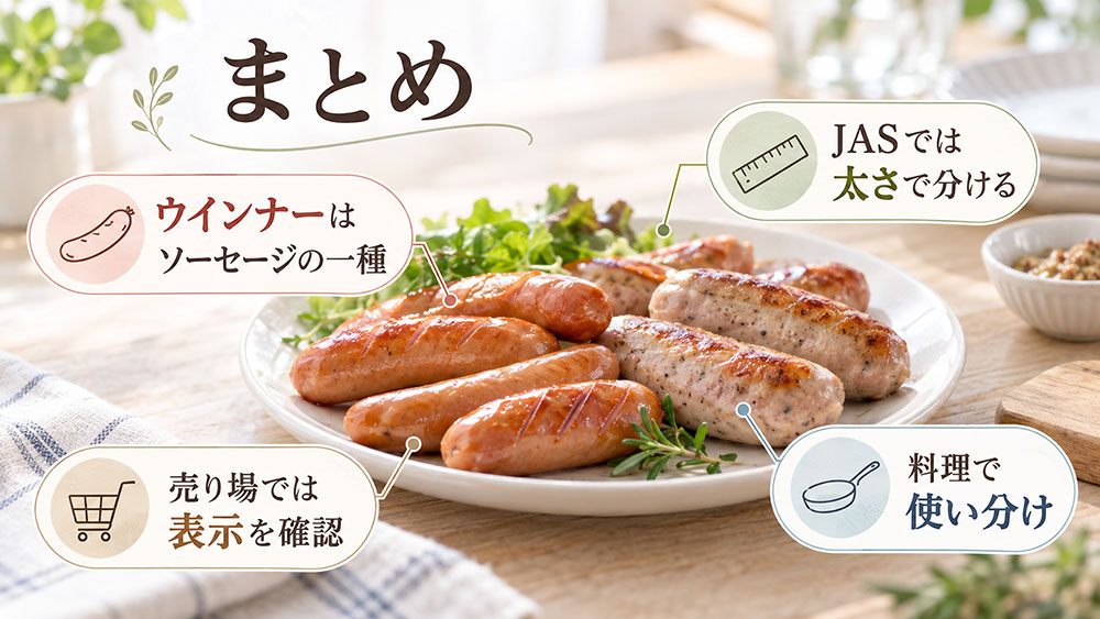 ウインナーとソーセージの違い:まとめ