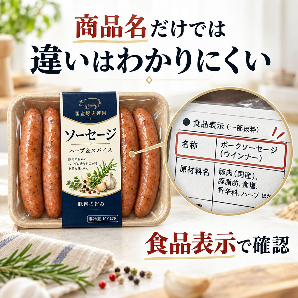 スーパーで迷わない!ウインナーとソーセージは表示を見れば選びやすい