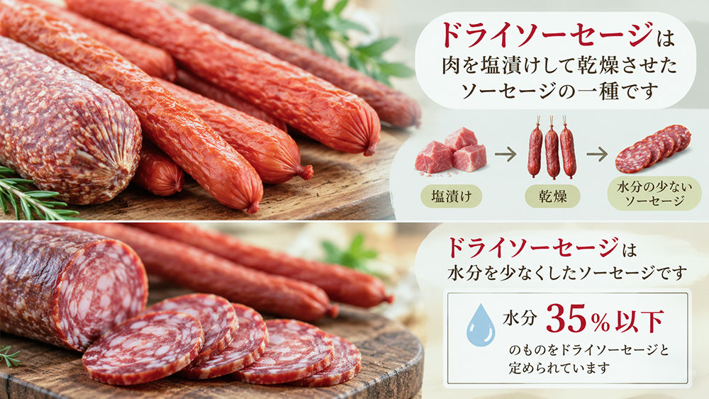 ドライソーセージって何?サラミも同じ仲間?