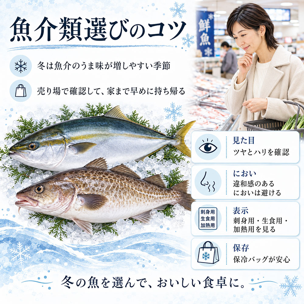 スーパーで冬の魚介類を選ぶときのポイント