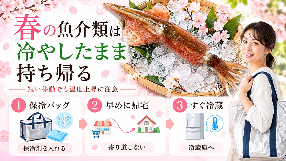 春も持ち帰りと保存温度に注意する