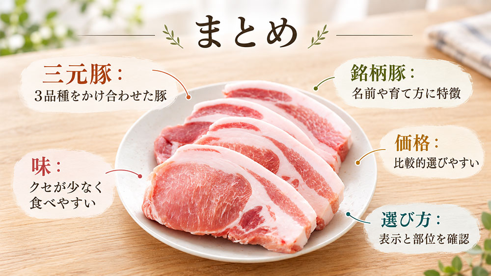 三元豚とは？銘柄豚の違い：まとめ