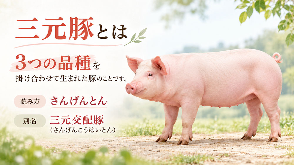 三元豚は3つの品種を掛け合わせた豚「さんげんとん」の意味