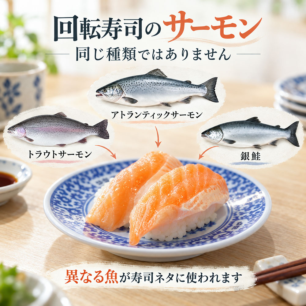 回転寿司のサーモンは何の魚？よく使われる種類を比べてみよう
