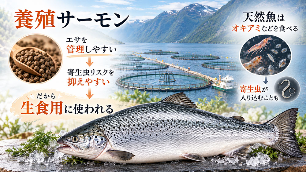 養殖サーモンはなぜ生食に使われる？天然の鮭との育て方の違い