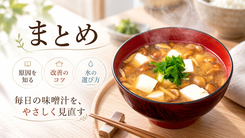 水道水で作る味噌汁がおいしくないのはなぜ？：まとめ