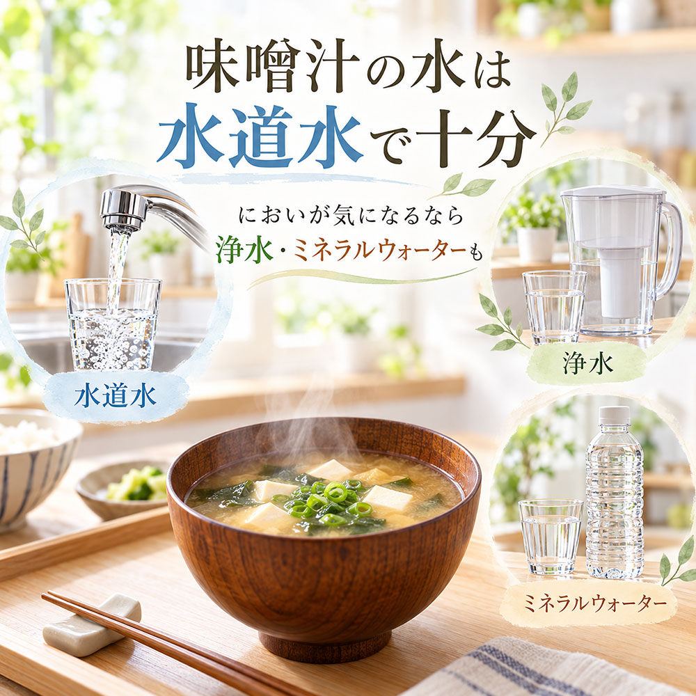 味噌汁の水はどれがいい？水道水・浄水・ミネラルウォーターを比較