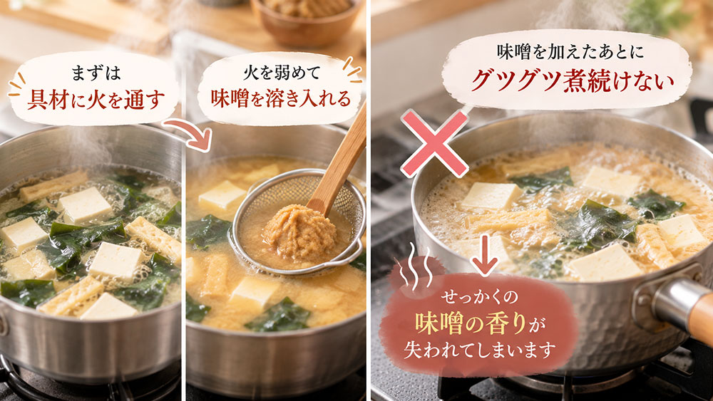 味噌の香りを生かすなら？煮立てすぎない仕上げ方がコツ