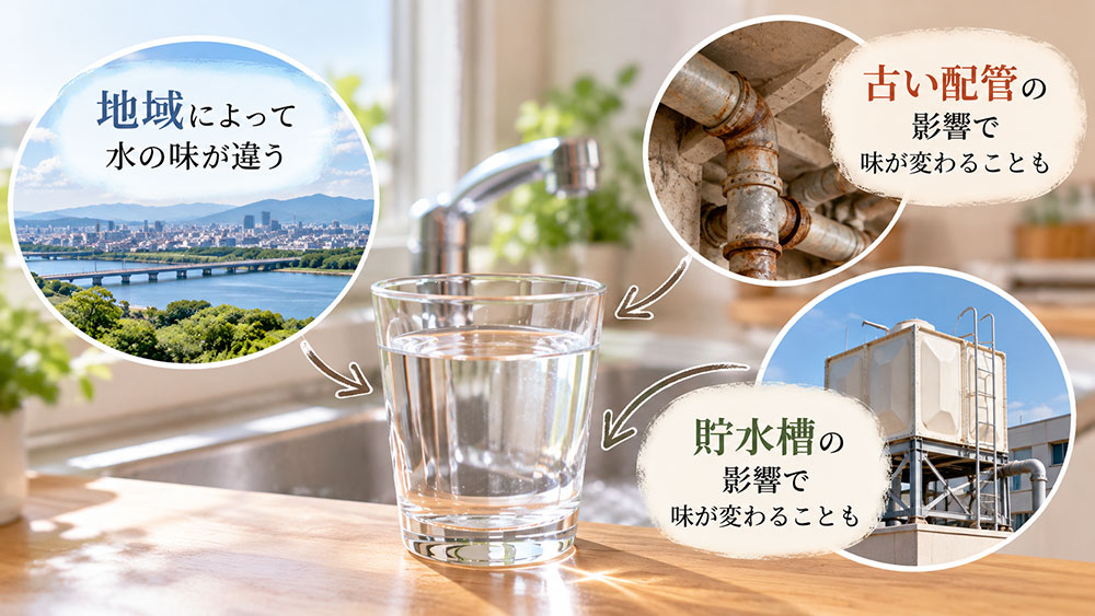 水の味がいつもと違う？地域差や古い配管・貯水槽の影響