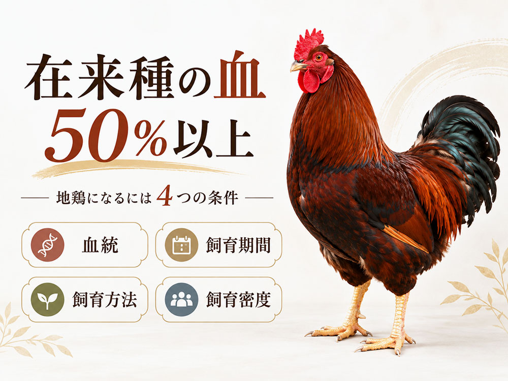 在来種の血が50％以上！地鶏になるための4つの条件