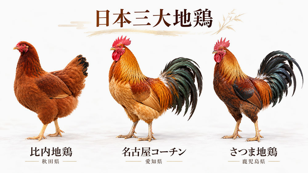 日本三大地鶏とは？比内地鶏・名古屋コーチン・さつま地鶏