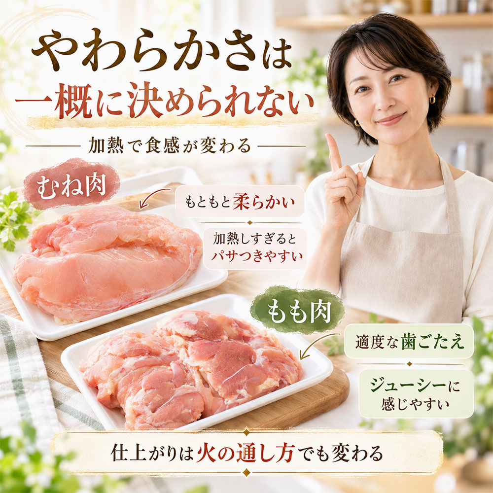 鶏むね肉ともも肉はどっちが柔らかい？食感が変わる理由