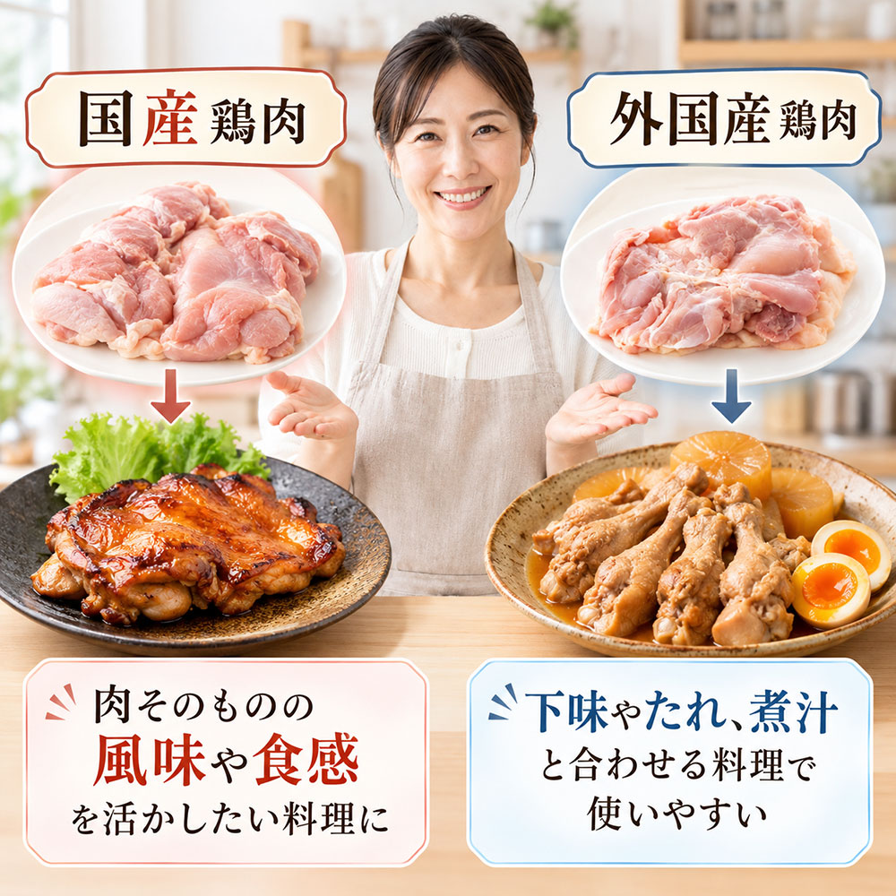 料理別に見る国産鶏肉と外国産鶏肉の使い分け