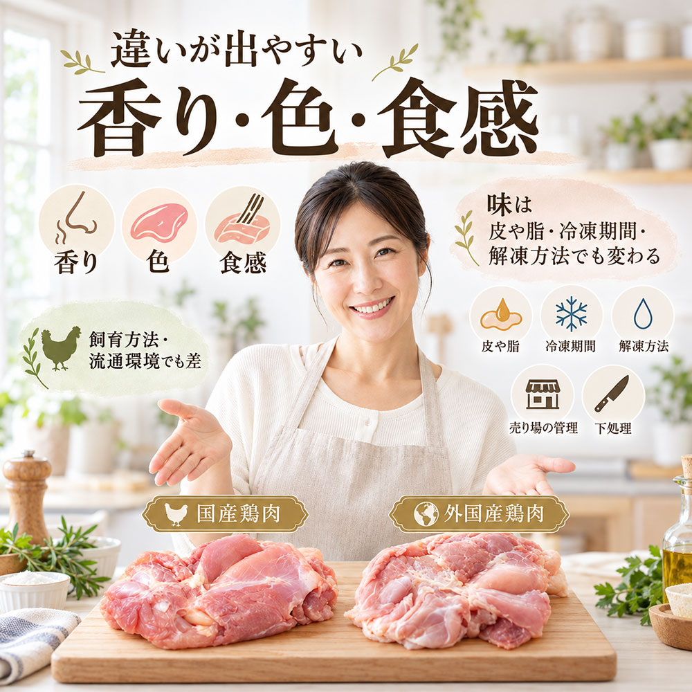 国産鶏肉と外国産鶏肉の肉質や味の違い