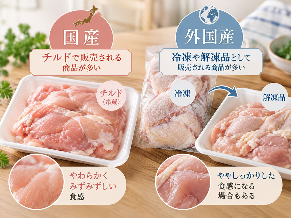 流通方法（チルド・冷凍・解凍）による違い