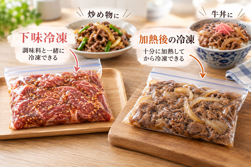 下味冷凍や加熱後の冷凍はできる?牛丼・炒め物への活用法
