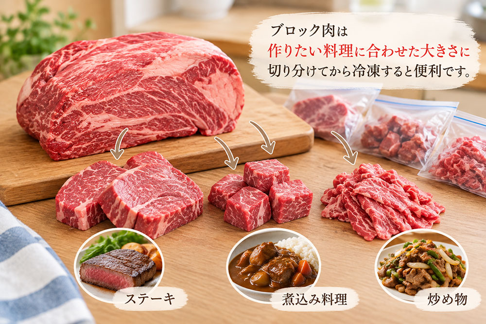 ブロック肉は用途に合わせて切り分けよう