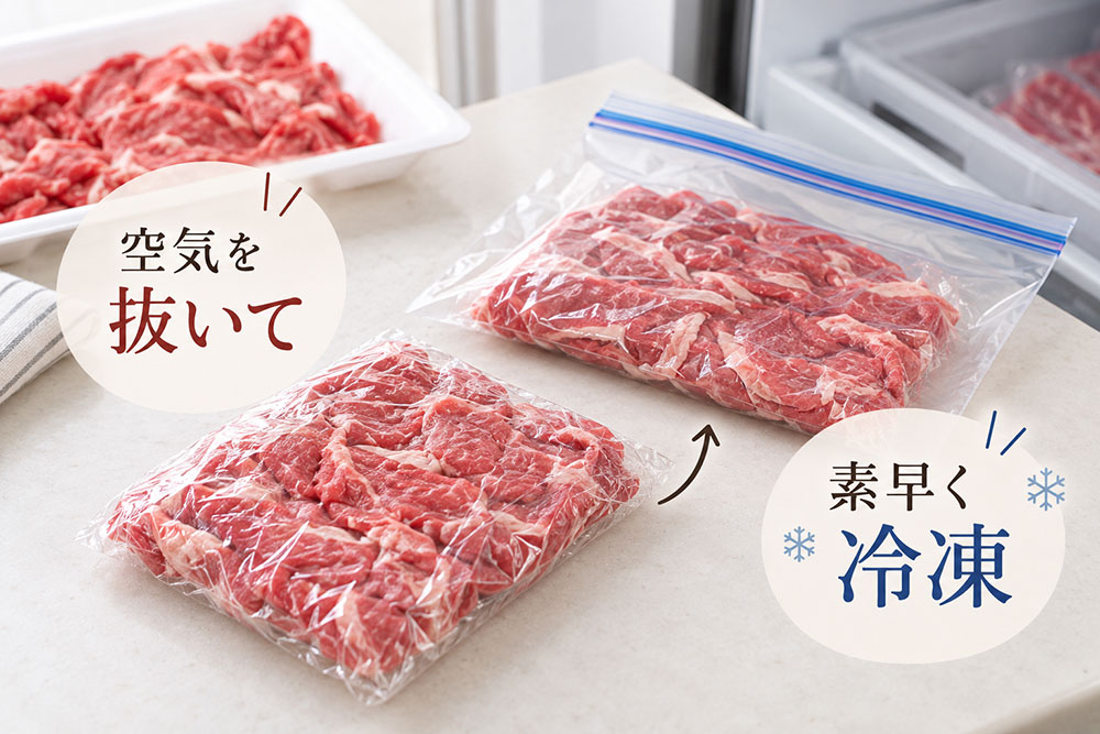 冷凍焼けを防ぐには?空気を抜いて素早く凍らせる工夫