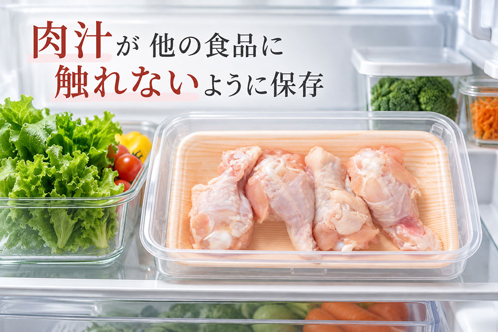 肉汁の漏れを防ぎ、ほかの食品に触れないように保存する
