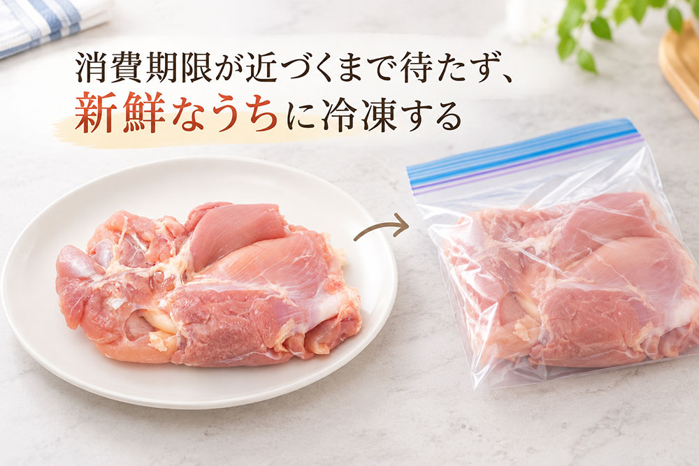 消費期限ギリギリまで待たず、新鮮なうちに冷凍する