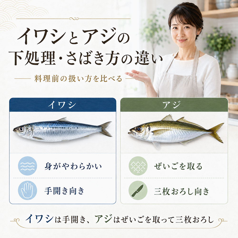 イワシとアジの下処理・さばき方の違い