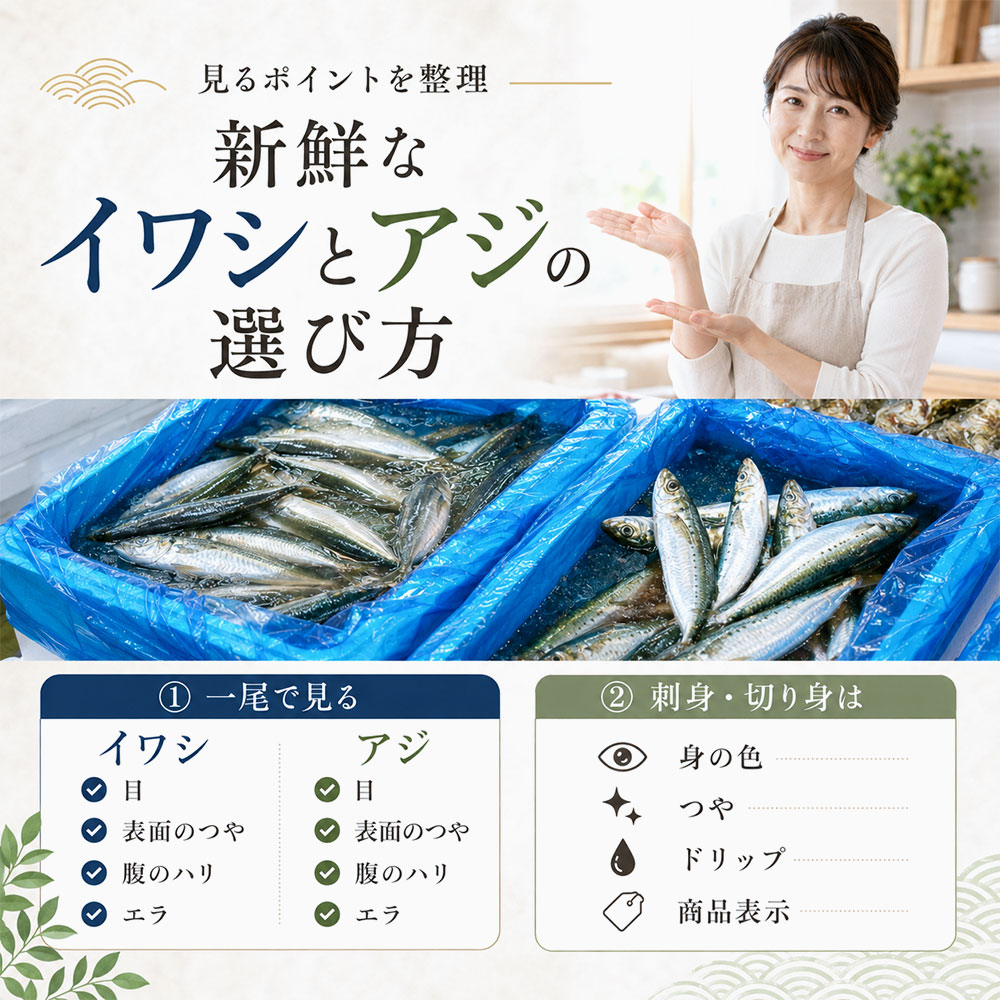 新鮮なイワシとアジの選び方