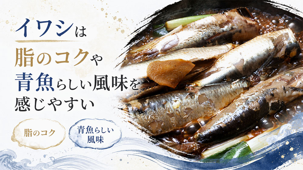 イワシは脂のコクや青魚らしい風味を感じやすい