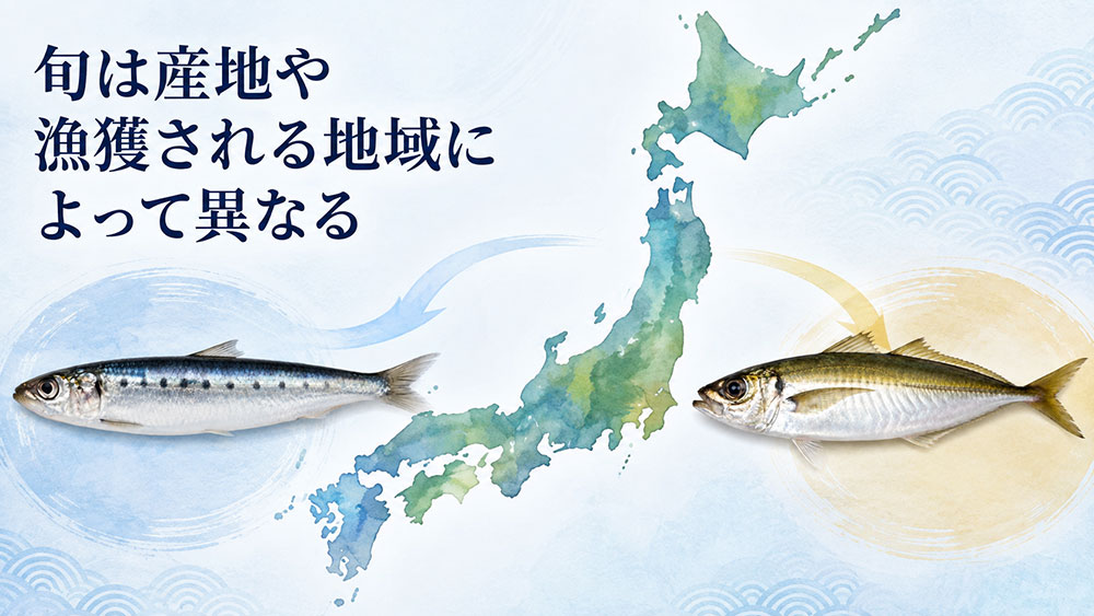 旬は産地や漁獲される地域によって異なる