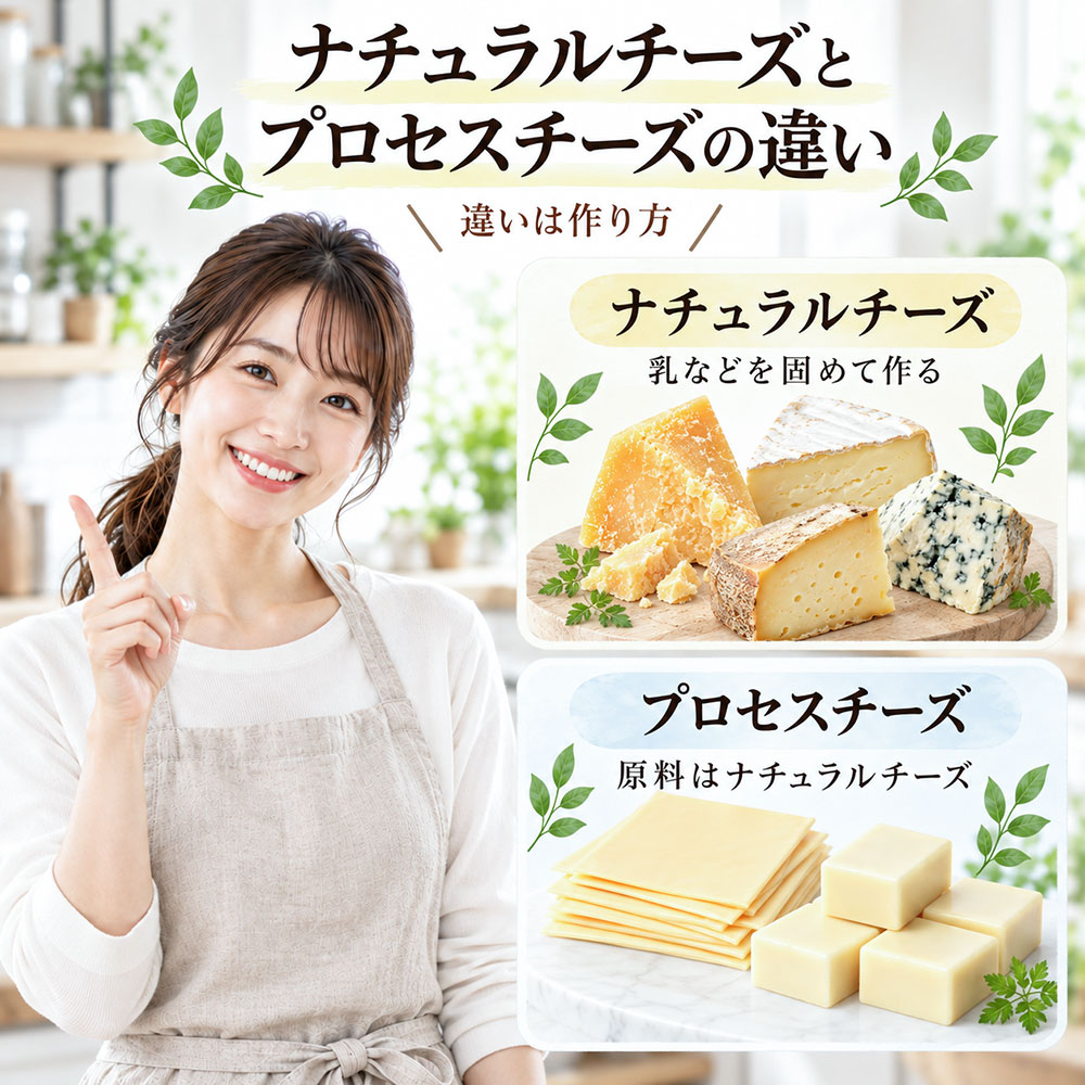 ナチュラルチーズとプロセスチーズの違いを一覧で比較