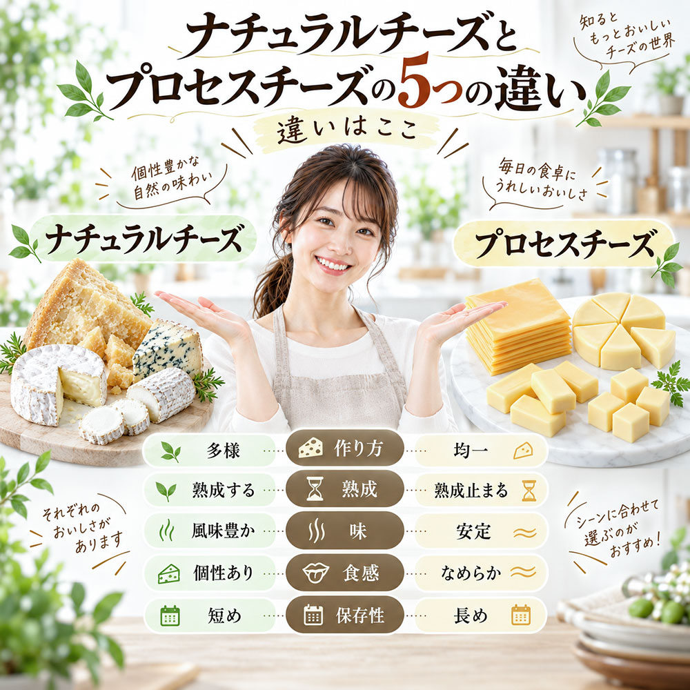 ナチュラルチーズとプロセスチーズの5つの違い
