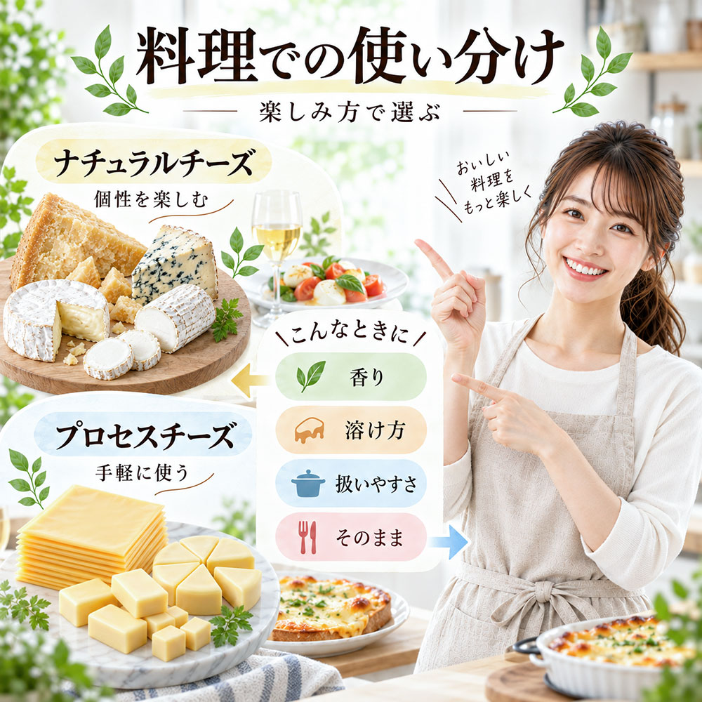 ナチュラルチーズとプロセスチーズの料理での使い分け