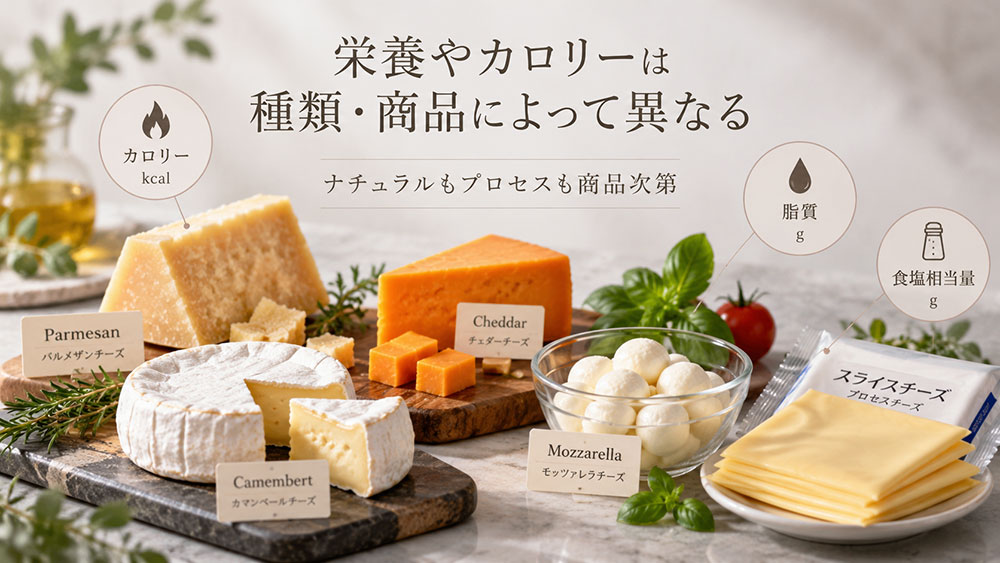 栄養やカロリーは種類・商品によって異なる