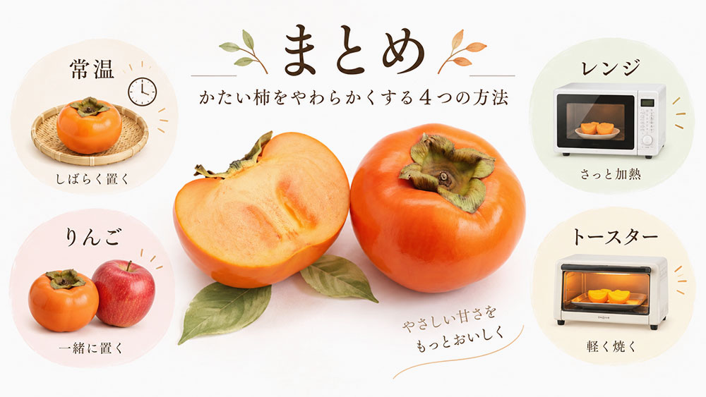 硬い柿を柔らかくする方法:まとめ
