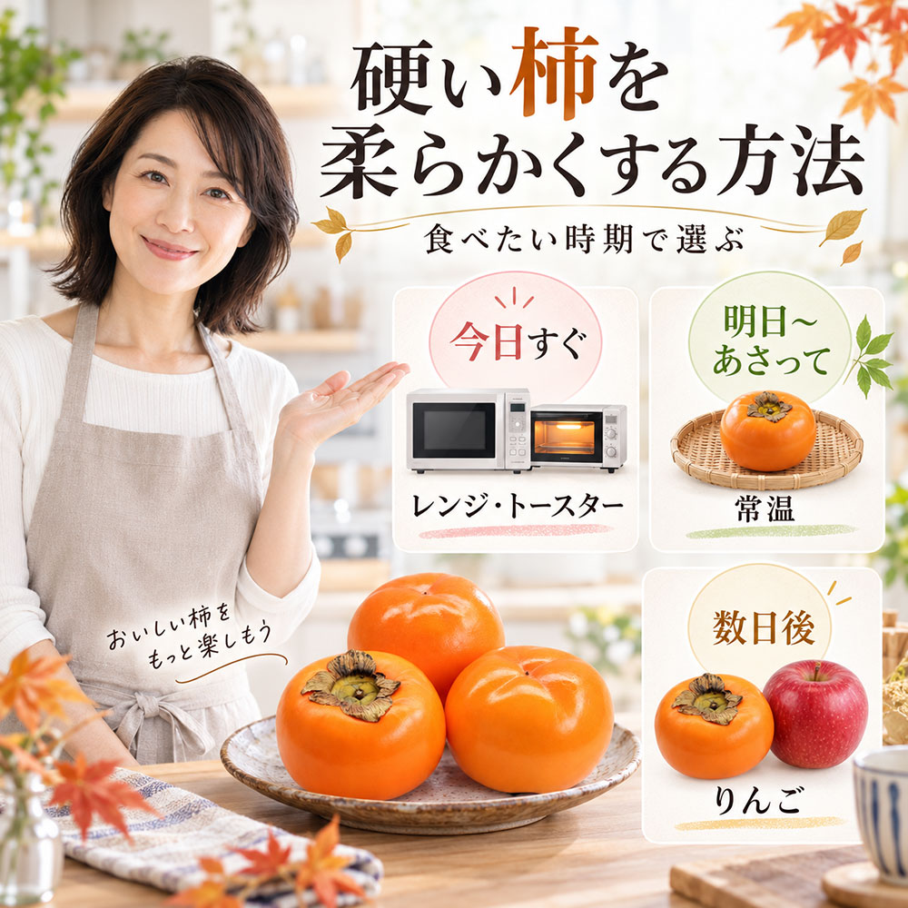 硬い柿を柔らかくする方法一覧