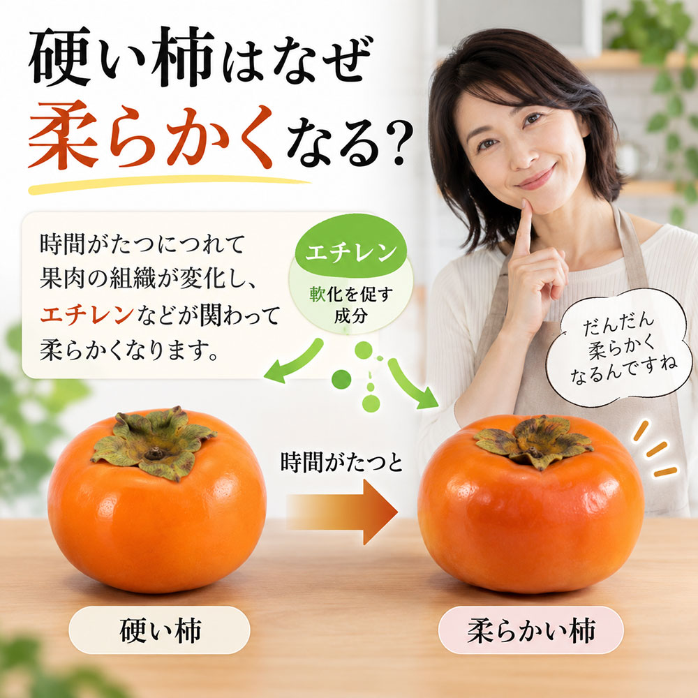 硬い柿はなぜ柔らかくなる?