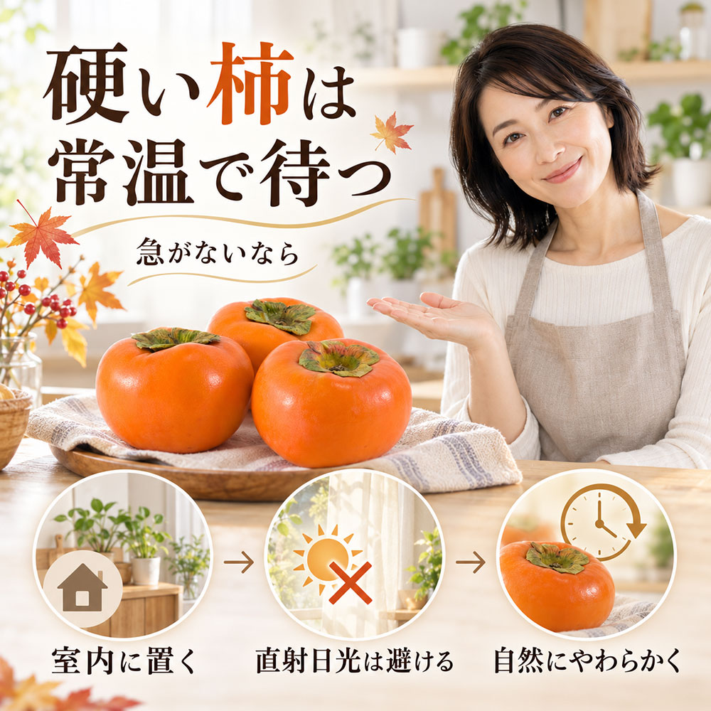 硬い柿を常温で自然に柔らかくする方法