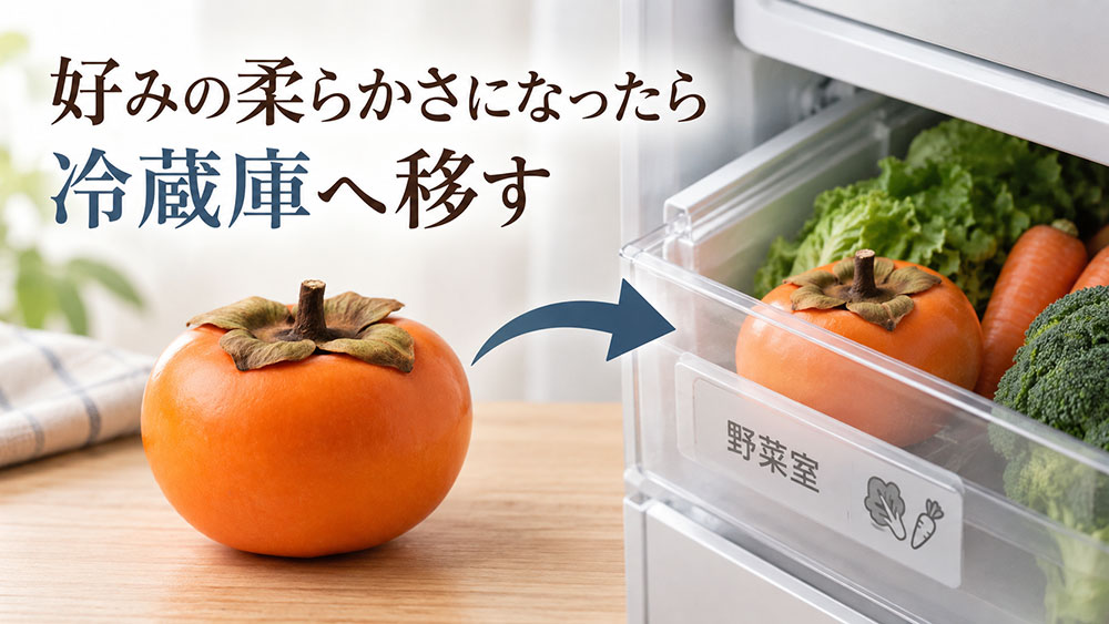 好みの柔らかさになったら冷蔵庫へ移す