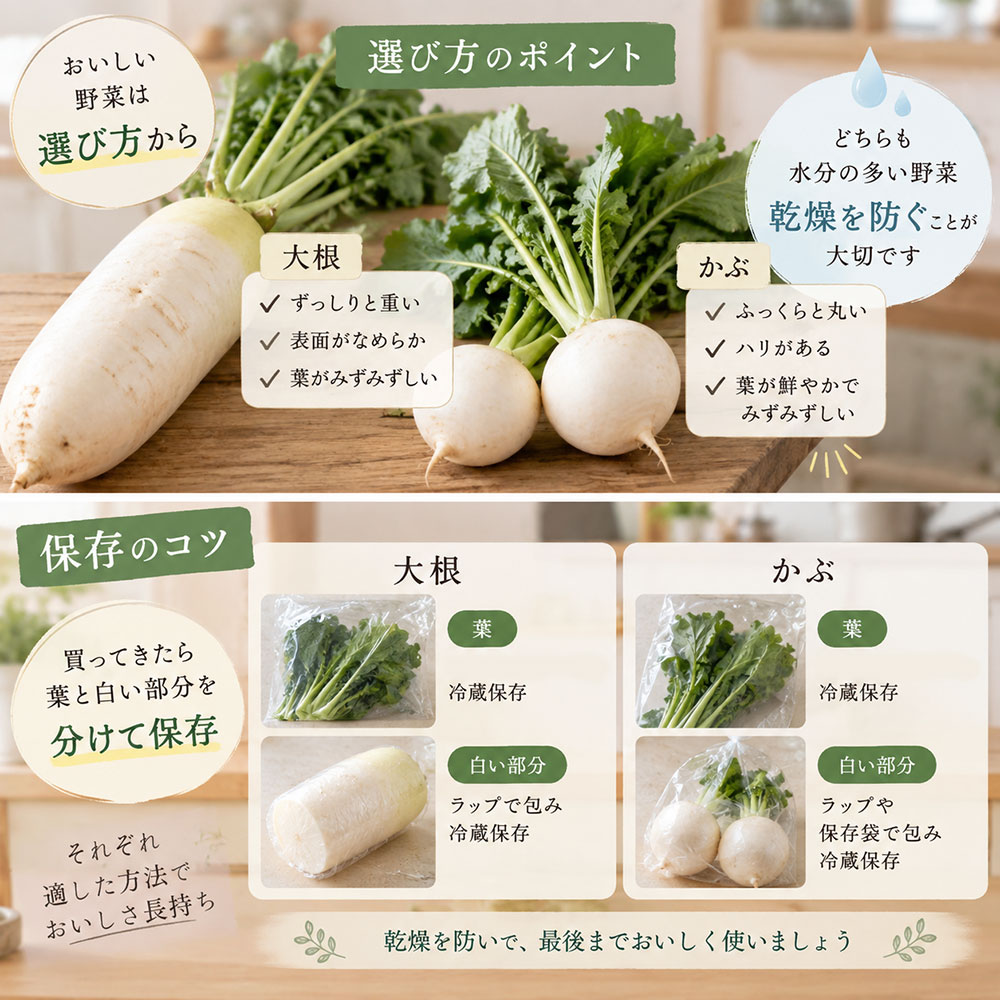 買ってからも迷わない｜大根とかぶの選び方と保存のコツ