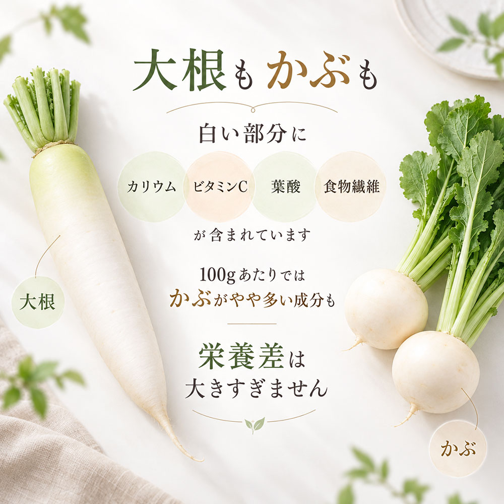 大根とかぶの栄養はどちらが多い？
