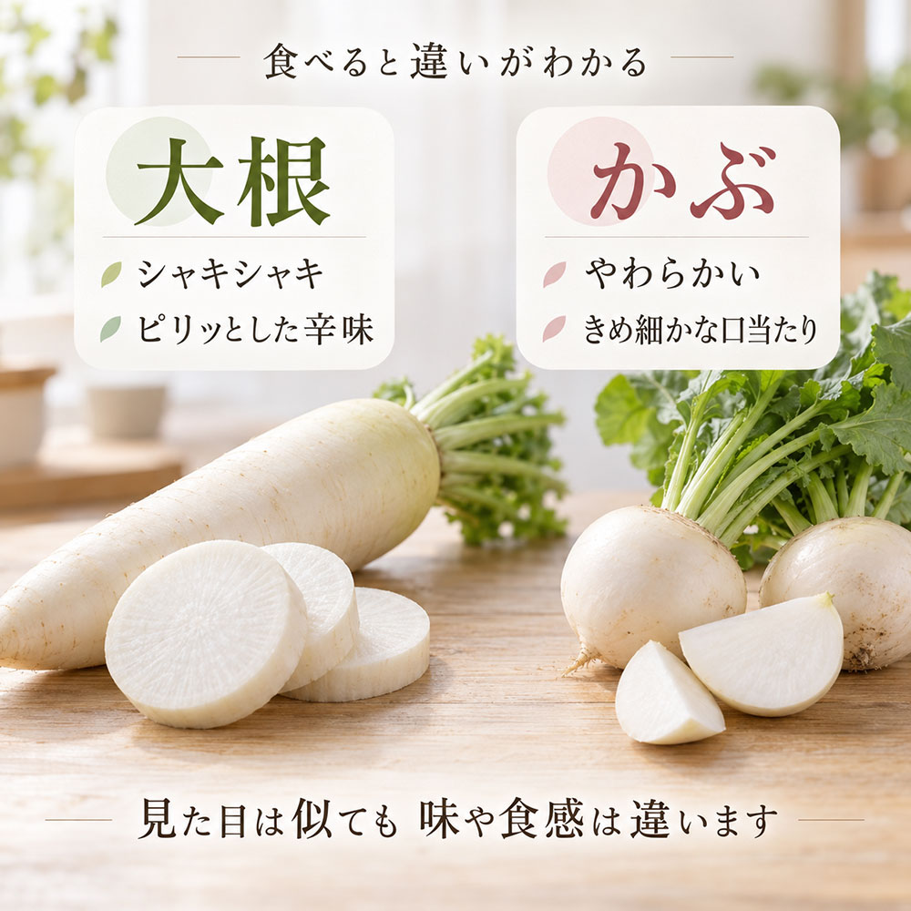 食べると違いがはっきり｜大根とかぶの味・辛味・食感を比較