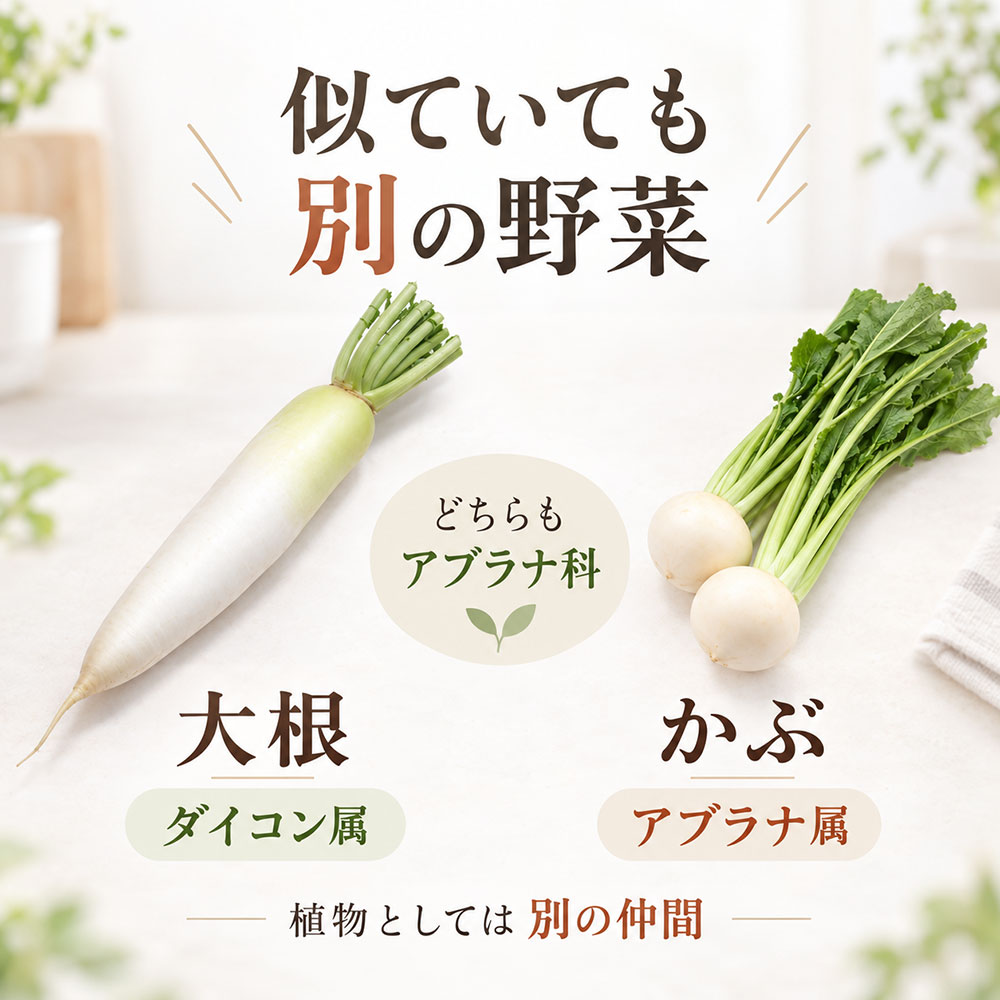 大根とかぶは似ていても別の野菜｜分類と食べている部分の違い